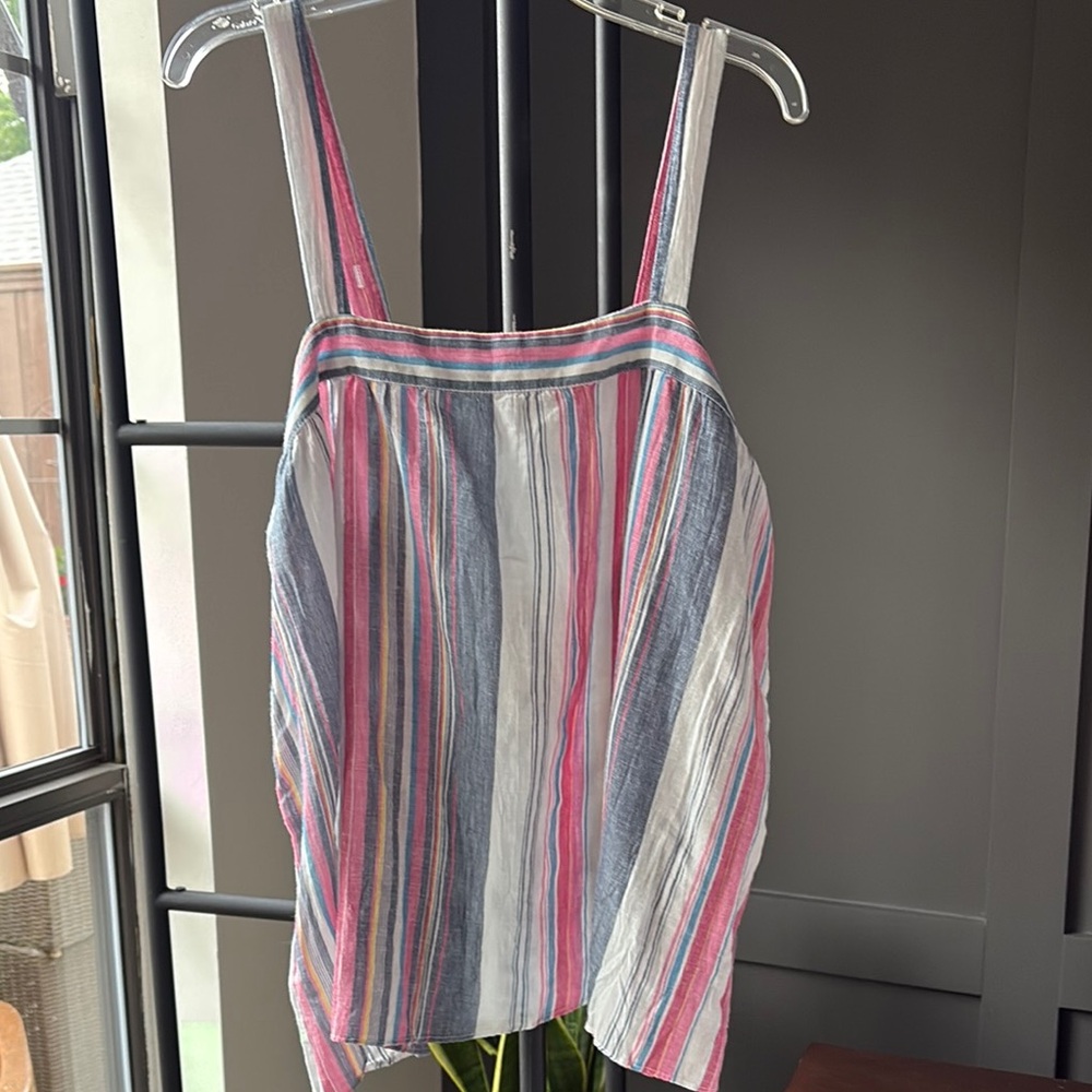 Gap Love Top Striped Linen Blend Multicolor Sleeveless Size M
